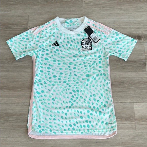 Adidas White and Mint Patterned Tee Adidas Mexico Away Jersey W 23 - White - Picture 1 of 7